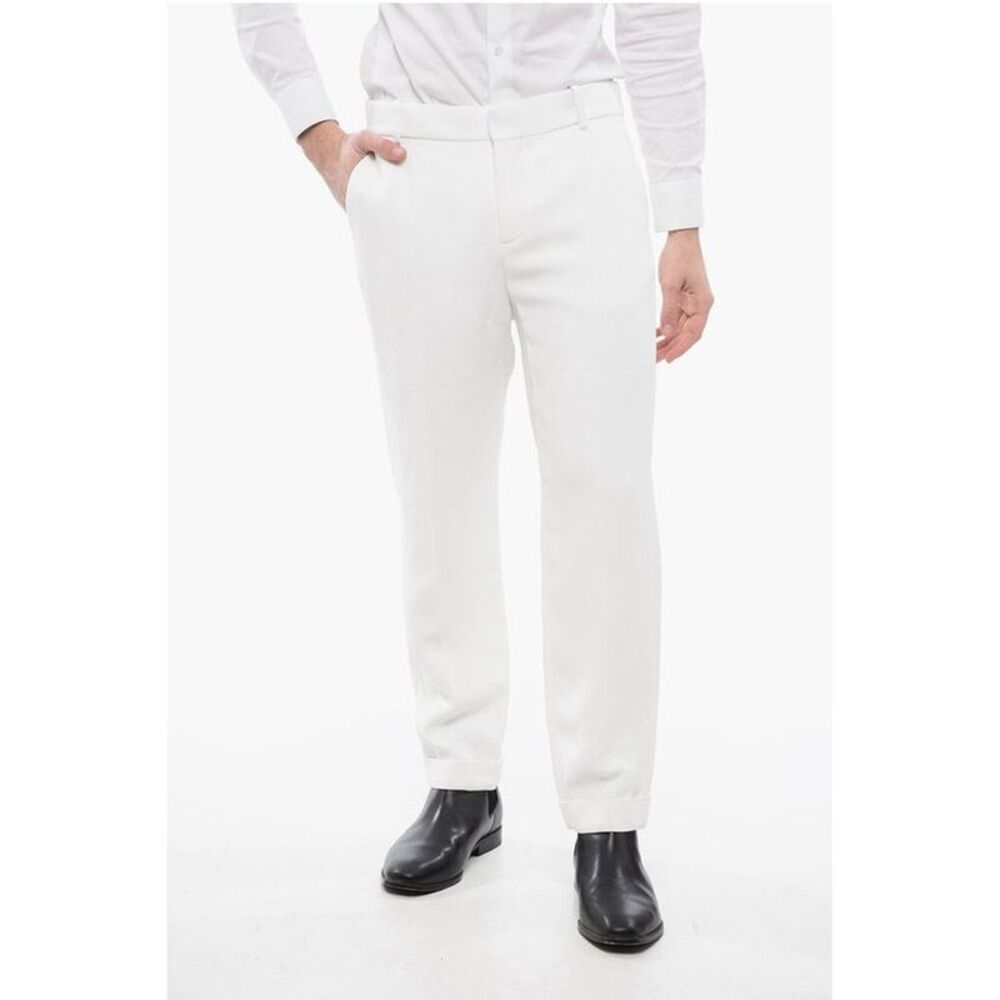Balmain Viscose Cropped Fit Pants with Men's Cuffs